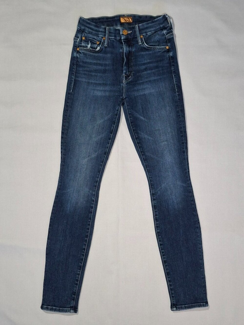 MOTHER High Waisted Looker Jeans 24 Medium Wash Blue USA - Picture 2 of 15